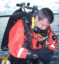 Fred gearing up for a dive